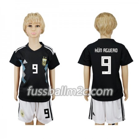 Fußballtrikots Argentinien Kun Aguero 9 Kinder Auswärts Trikotsatz WM 2018